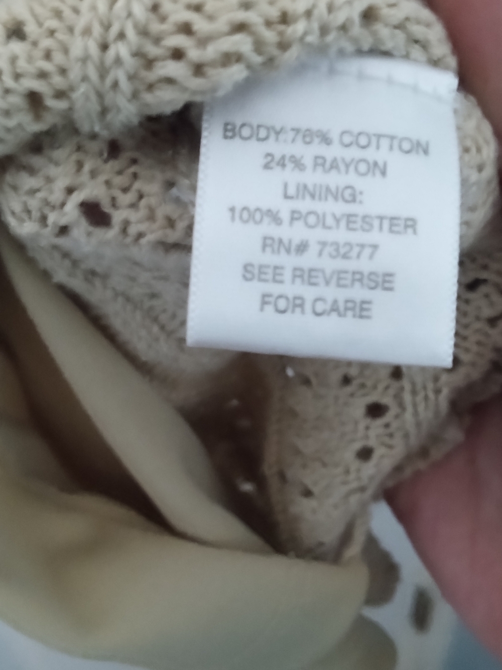 Dana Buchman Beige Eyelet V-Neck Knit Sweater - Picture 3 of 6